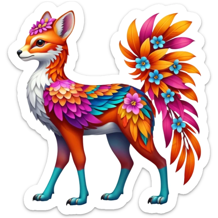 Multicolored floral exotic Falvie-Fionbri, full body sticker