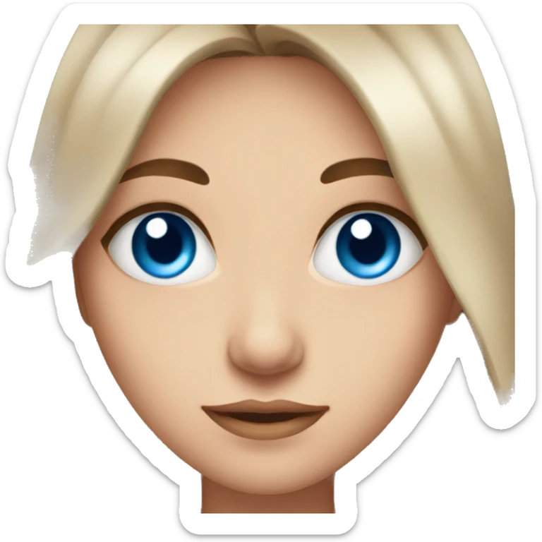 Pretty girl with blue eyes and long brown hair sticker