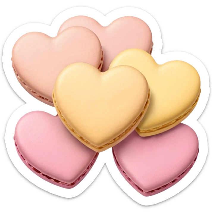 Macaroons in the shape of hearts in soft pink, beige and yellow pastel colors sticker