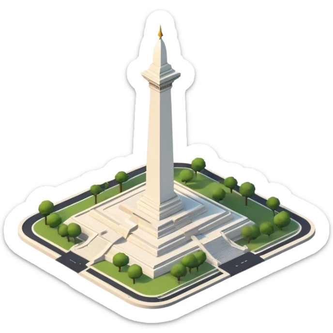 Cinematic Realistic Monas Landmark Emoji, depicted as the iconic National Monument rendered with crisp architectural detail and dynamic, urban lighting. sticker