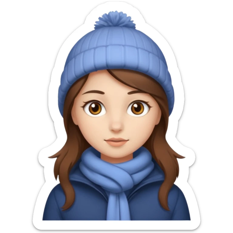 Niña  pequeño ojos castaños, pelo castaño, ropa invierno sticker