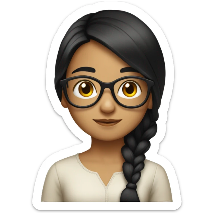 A girl with black hair wearing a glasses with much longer than this one    hair and looks like north eastern indian   sticker