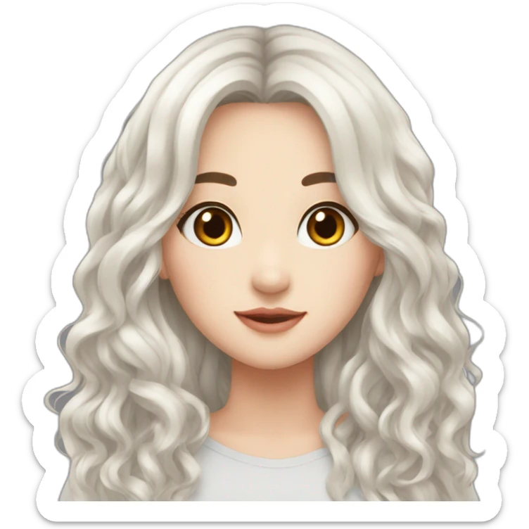 Beautiful girl,Black hair,wavy hair，long hair,White skin,oval face,Black eyes,Chinese sticker