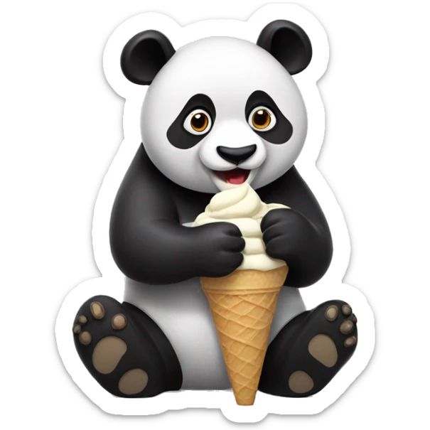 Panda eating ice cream sticker