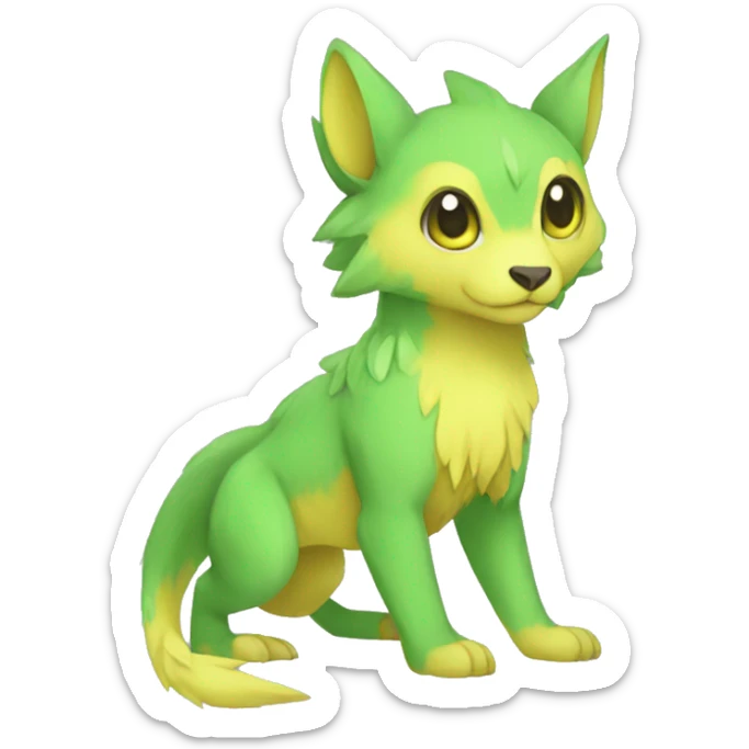 Cute cool green yellow animal hybrid Fakemon full body sticker