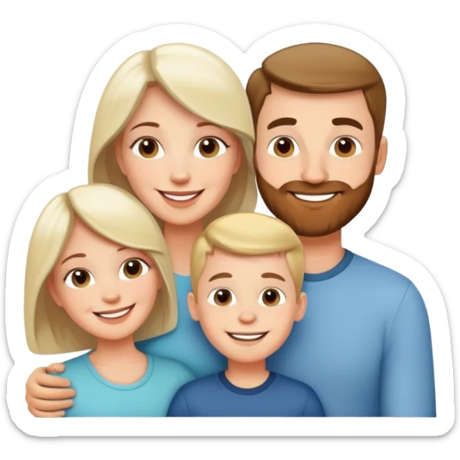 happy white family with husband wife and one son smiling together sticker