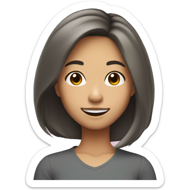 Asian American woman shoulder length hair smiling sticker