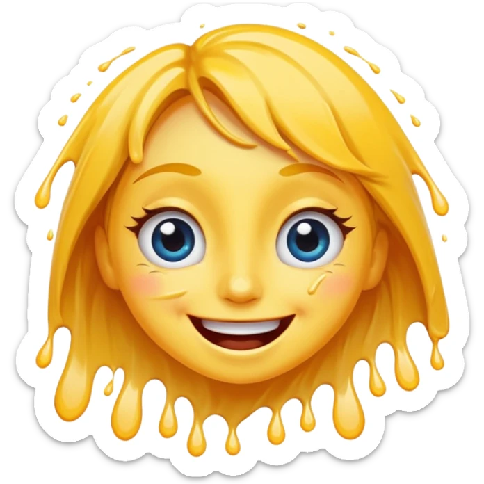 A joyful face emoji with wide eyes and a big smile, tears of laughter flowing. The face radiates positive energy, surrounded by vibrant splashes in dynamic brush strokes. sticker
