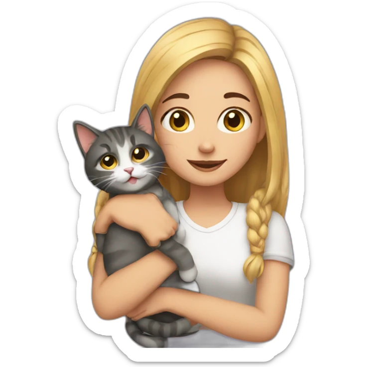 Girl with cat sticker