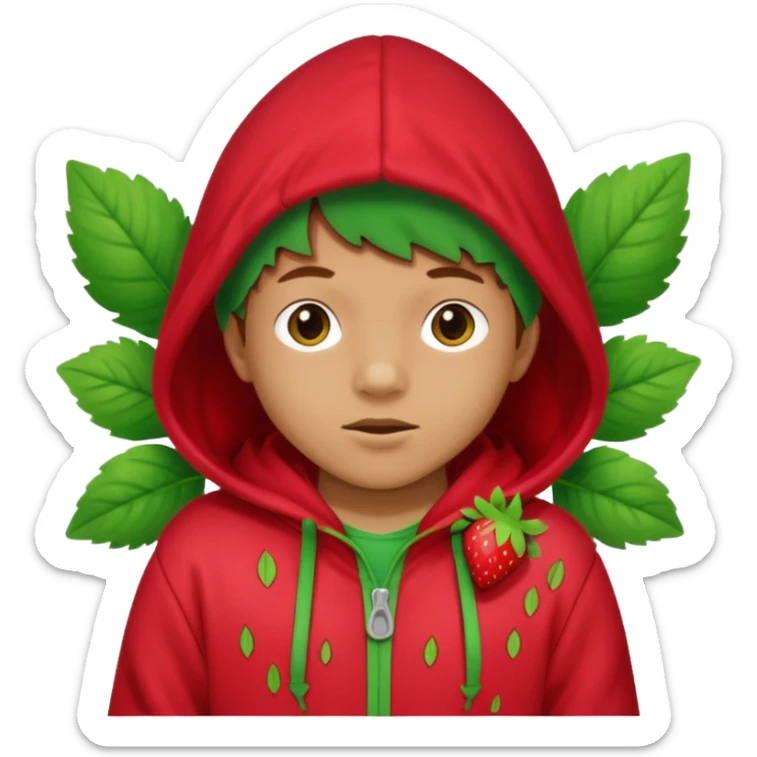 Kids in Fruit Clothes 
A kid wearing a strawberry hoodie with green leaf hood.


































 sticker