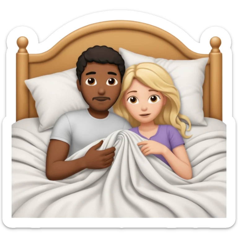 Black man and white woman naked in bed having sex sticker