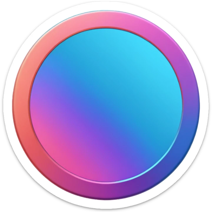 
coin color in in gradient of turquoise, blue, pink, purple, and coral metal texture
Rotate coin 90 degree  3d effect sticker