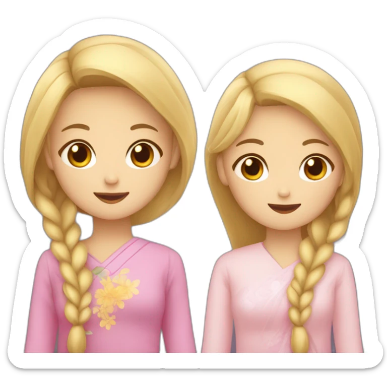 deux filles une fille blonde et fille asiatique sticker
