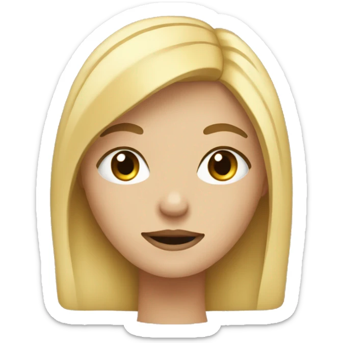Face of a blonde girl, pretending that she doesn't care sticker