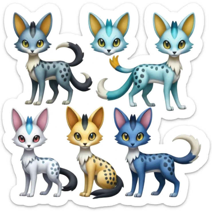 Meloetta-Trico-Silvally-Nargacuga-Sergal-Serval-Cresselia-Fakémon-creature-hybrid sticker