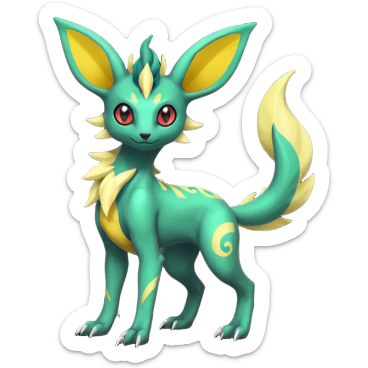 Dark Shiny Edgy Exotic Salandit-Leafeon-Umbreon-Fakémon-hybrid-creature (full body)  sticker