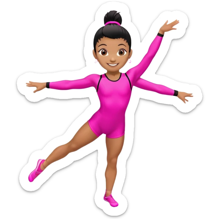 "A gymnast in neon pink and black outfit with a smile and a look of surprise (normal skin) sticker
