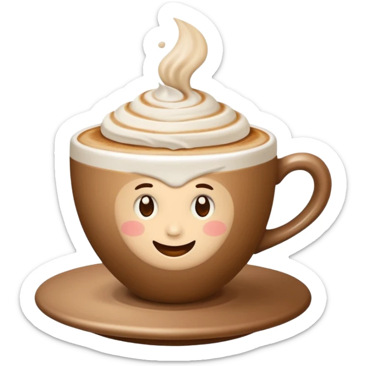 Genera un emoji di un cappuccino senza sorriso con un solo manico senza fiamma sopra sticker