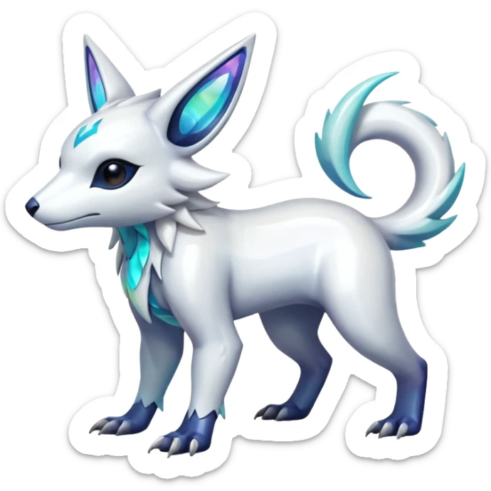 Shiny White Glossy Glassy Iridescent Linoone-Absol-Trico-Hybrid (Full body) sticker
