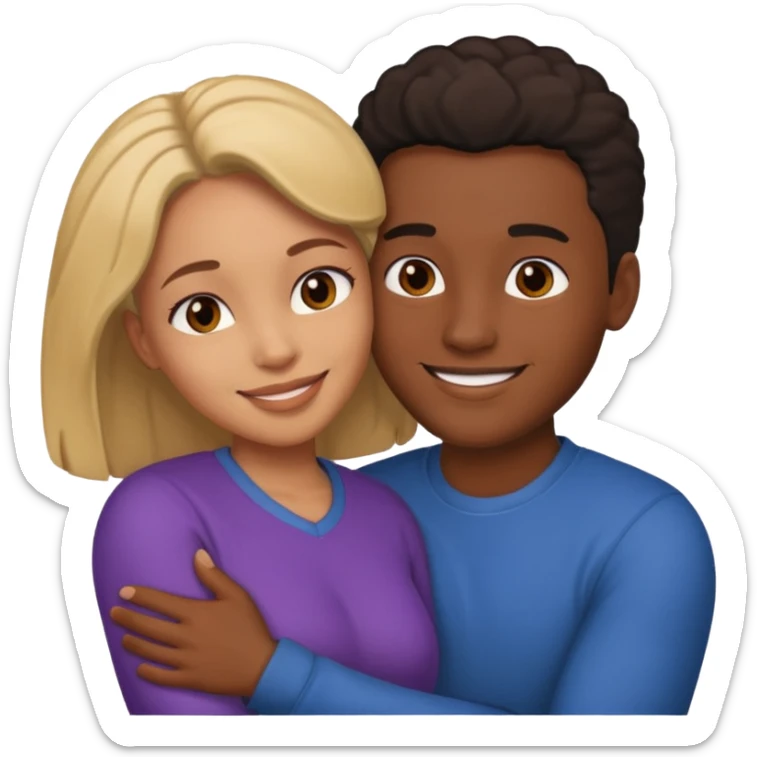 Ebony couple, light skin female brown skin male cuddling  sticker