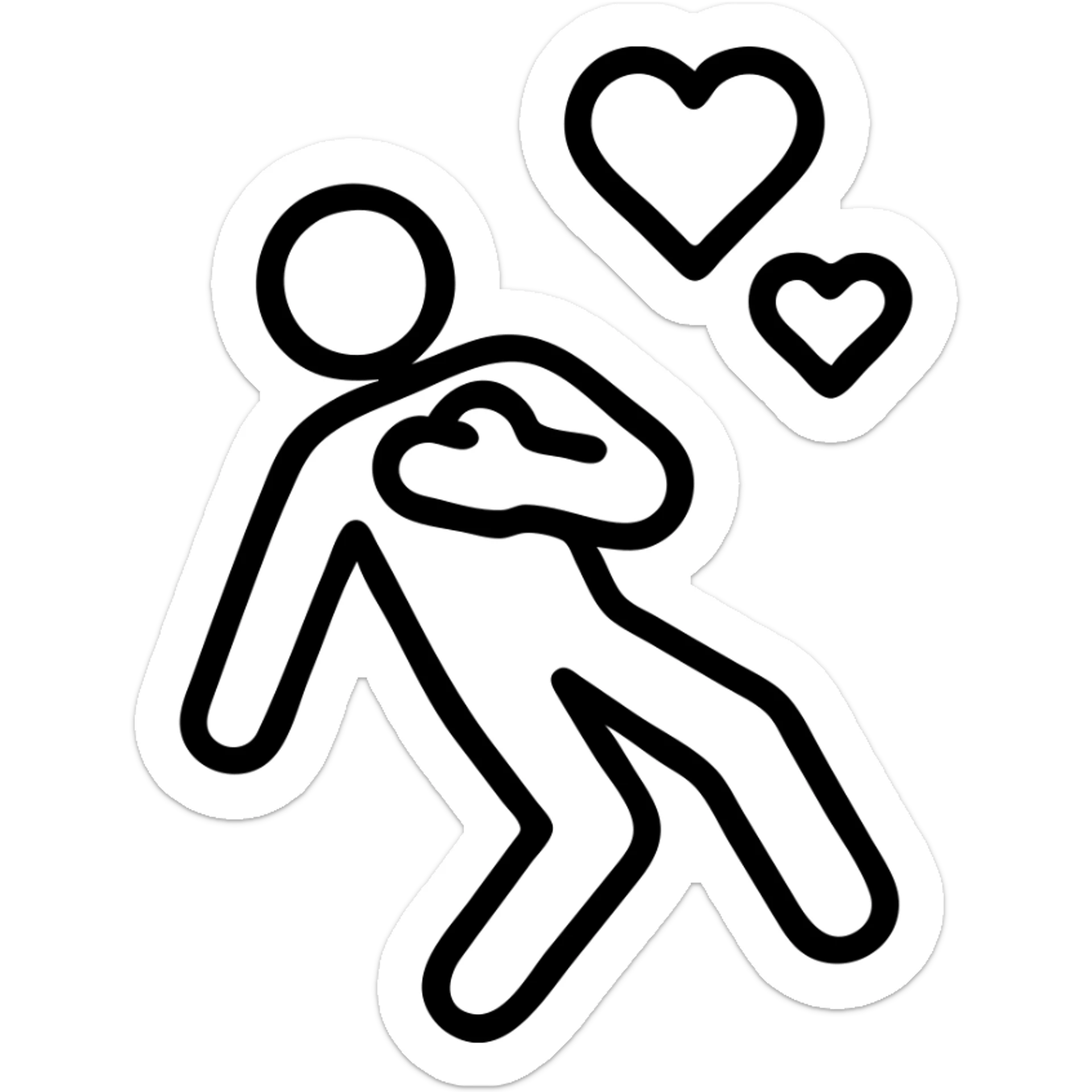 icon showing a person swooning with love, hand on chest, about to fall, clean icon design sticker