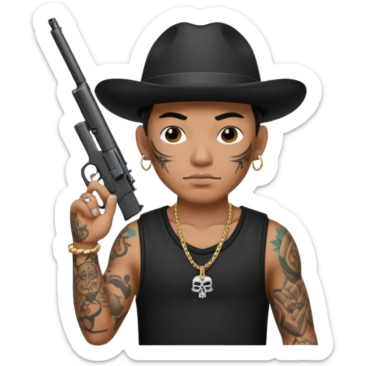 Norteño street gang repping gang signs and guns sticker