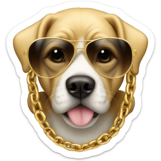 Dog with a hoodie, sunglasses and a gold chain that says SWAG sticker