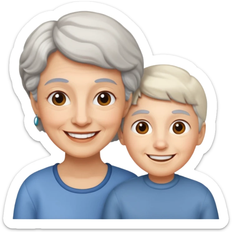 lo mismo que estas haciendo solo coloca alado de la abuela un hombre joven  sticker