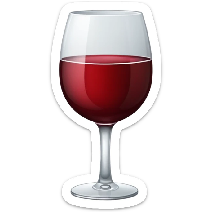 glass of wine in sticker style with a white stroke around that a little shadow sticker