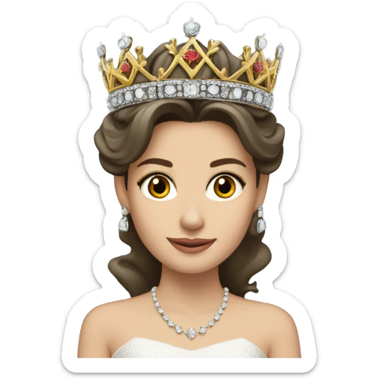 reina letizia con su corona de reina, pelo negro sticker