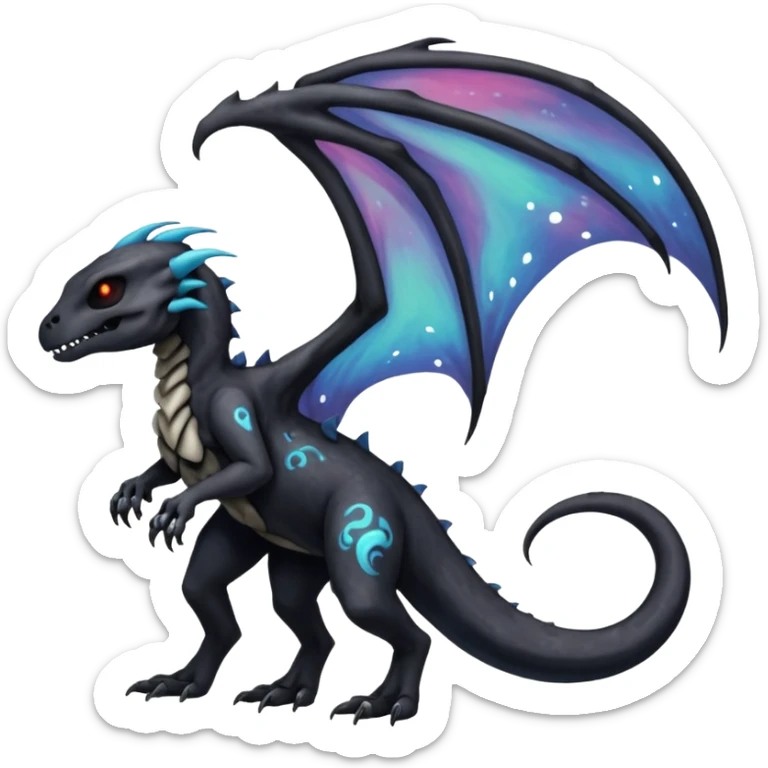 Nebulae Gothic Spooky Salandit-Cubone-Duskull-Noibat-Fakémon-hybrid-creature (full body)  sticker