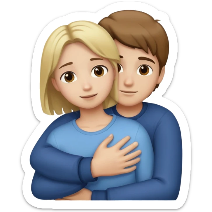A hug,the boy with brown hair and the girl with blonde hair sticker