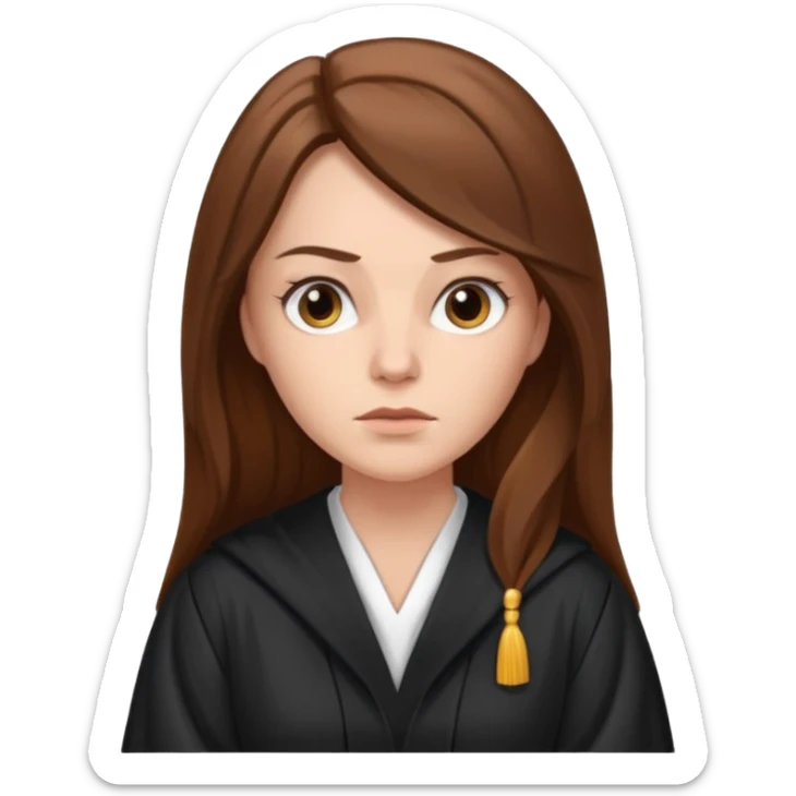white-women-with-long-brown-hair-lawyer-in-lawyer’s-robe. sticker