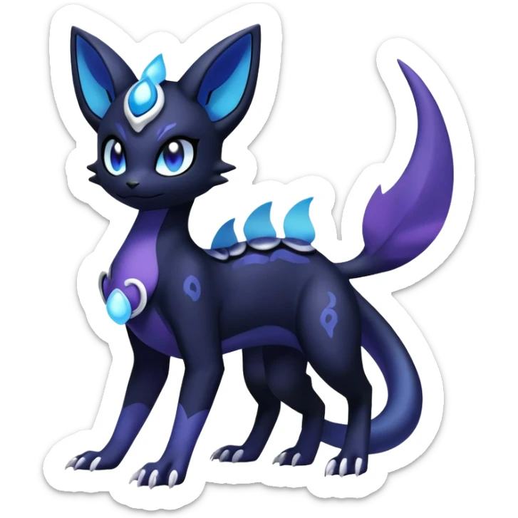 Nebulae Salandit-Meowstic-Umbreon-Fakémon-hybrid-creature (full body)  sticker