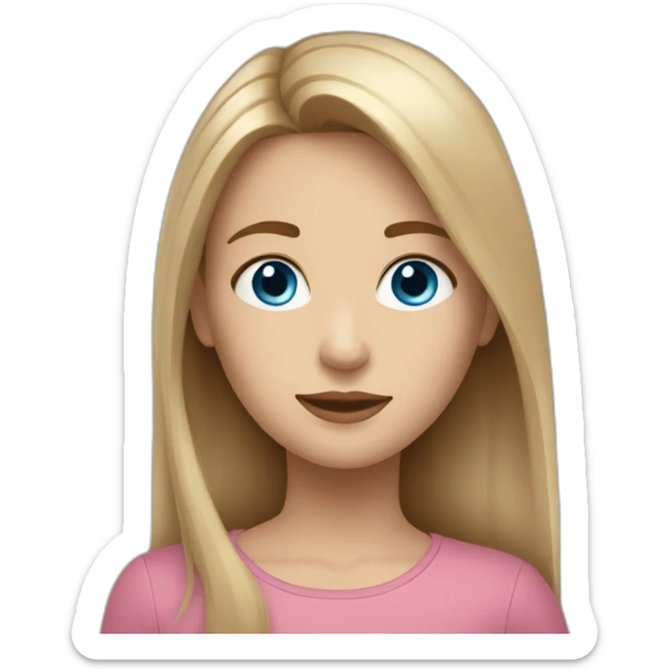 Straight brown hair girl and child with blonde hair and blue eyes sticker