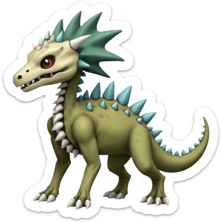 Skeletal Cubone-Salandit-Electrike-Zygarde-Marowak-Poochyena-Litten-Fakémon-hybrid-creature (full body), 4 legs sticker