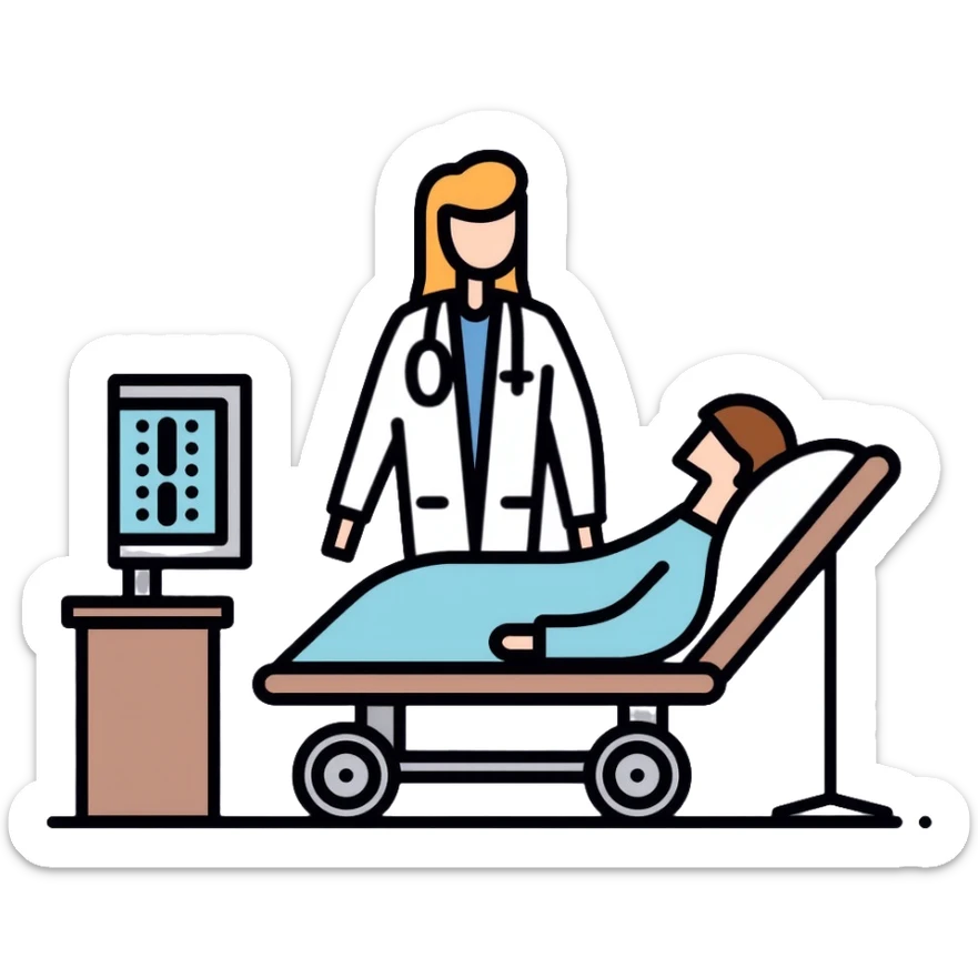 medical sleep lab with patient connected to sleep monitoring equipment for polysomnography sticker