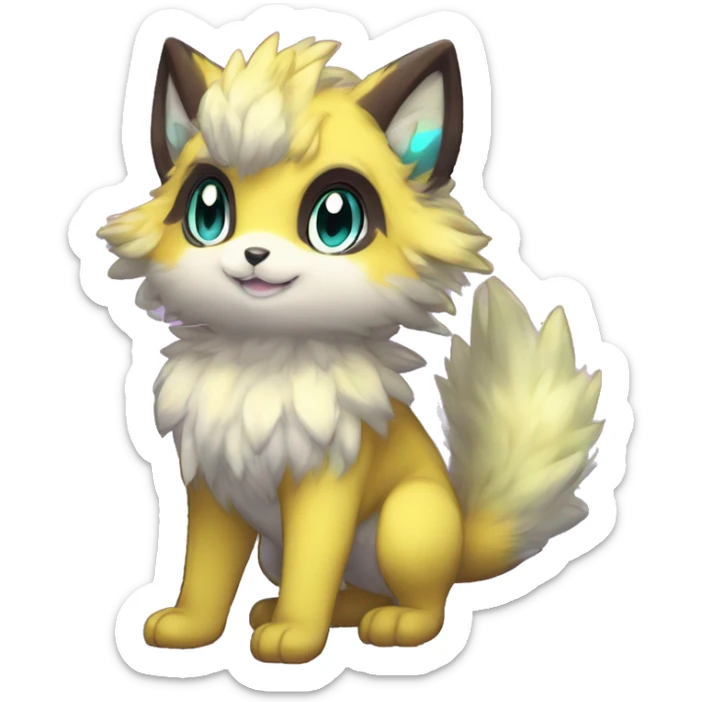 Anthro Scalie Fluffy Cool Cute Magical Shiny Colorful Neon Vibrant Colors Sparkle Kemono-style Chibi Fantasy-Animal-Fakémon-Pokémon-Hybrid Fur Sona Aesthetic Full Body sticker