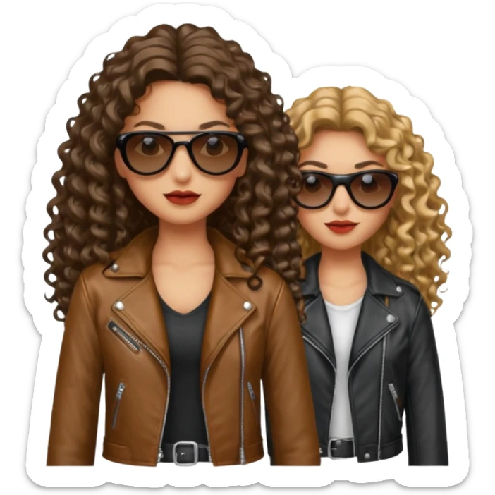 Biker Gang with Sunglasses, Girl with long curly hair, sunglasses sticker