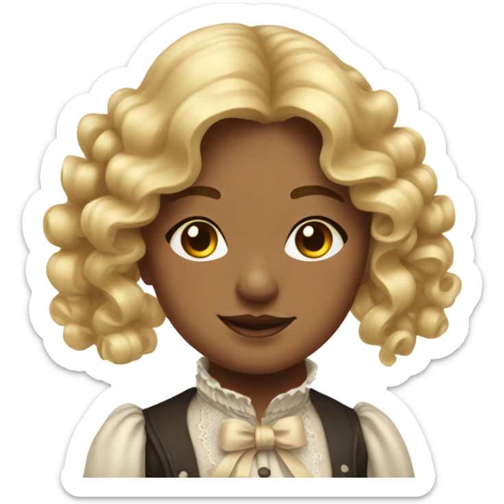 Victorian girl with blonde sausage curls with ribbons very detailed and realistic sticker