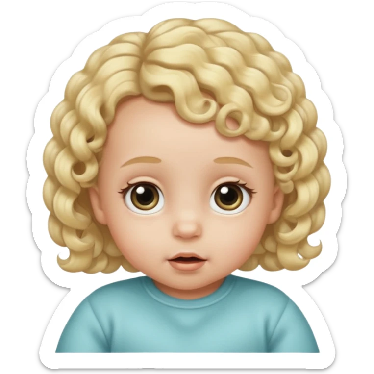 The head of a cherubic infant baby with a single curl tuff of hair and big dreamy eyes and extra long eyelashes sticker