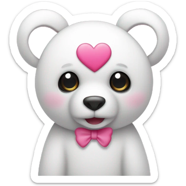 generano un orsacchiotto bianco con il papillon rosa e un cuore in braccio rosa  sticker