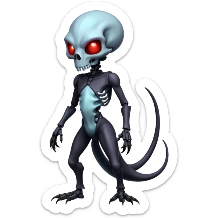 Shiny Futuristic Badass Demonic Spectral Dusky Spooky Skull-faced Cool Hot Stylish Handsome Alien-Salandit-Darkrai-Genesect-Fakémon-fusion (full body) sticker