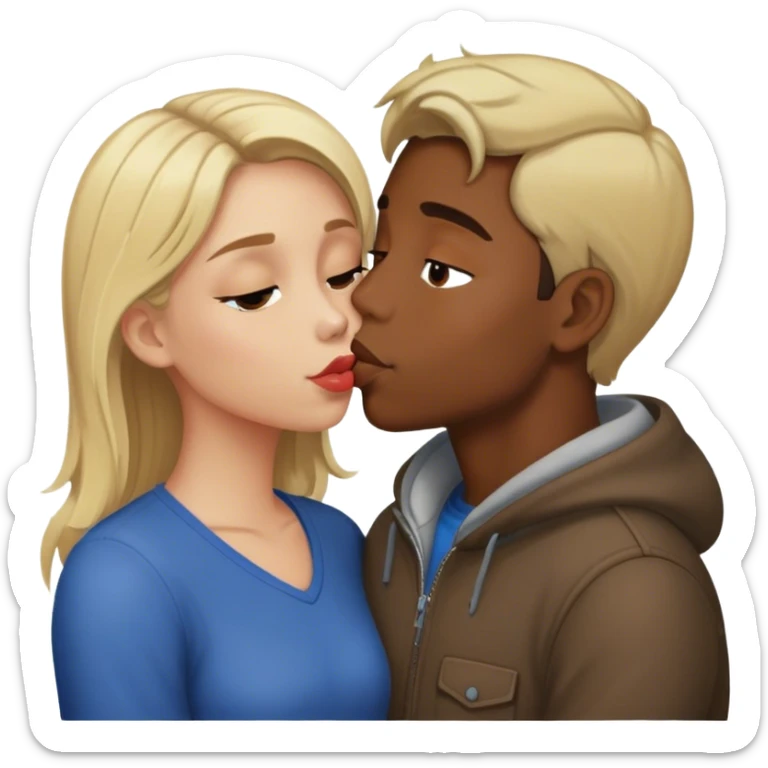 kiss boy brunet skin medium dark and girl blonde sticker