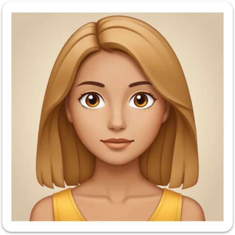 Woman with golden brown shoulder-length hair , and tan skin , natural pretty face sticker