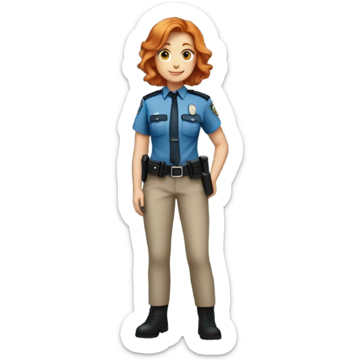 ginger girl police officer teen cute blue uniform sticker