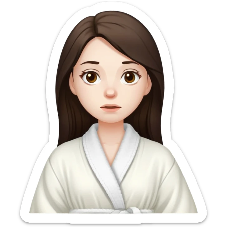 girl with long dark brown hair and pale skin hungover sticker