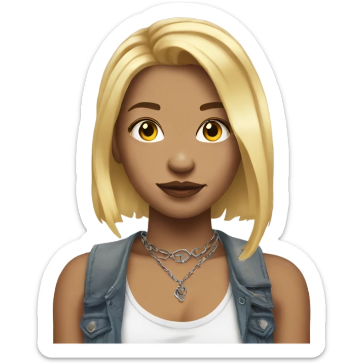 Girl with shoulder length blonde hair and neck and shoulder tattoos with septum piercing  sticker