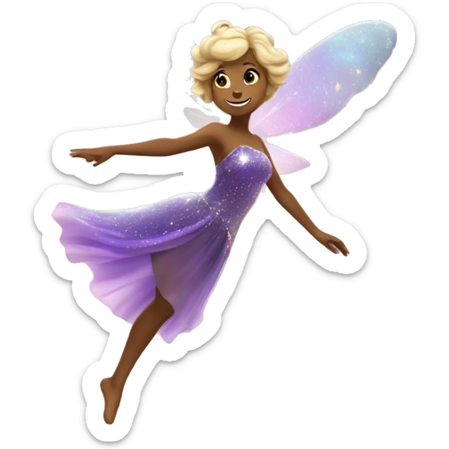 A dancing fairy emoji leaving a sparkling trail of stardust sticker