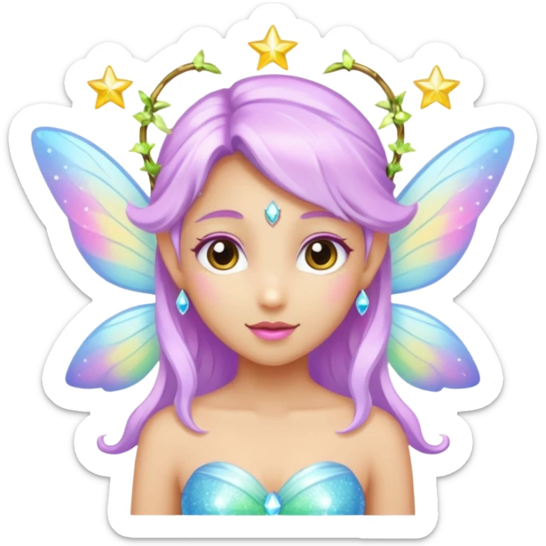 Earthreal sparkly angelic mystical magical shiny pretty Fairy . White and hot pink and light blue and lavender and light green and light yellow  sticker
